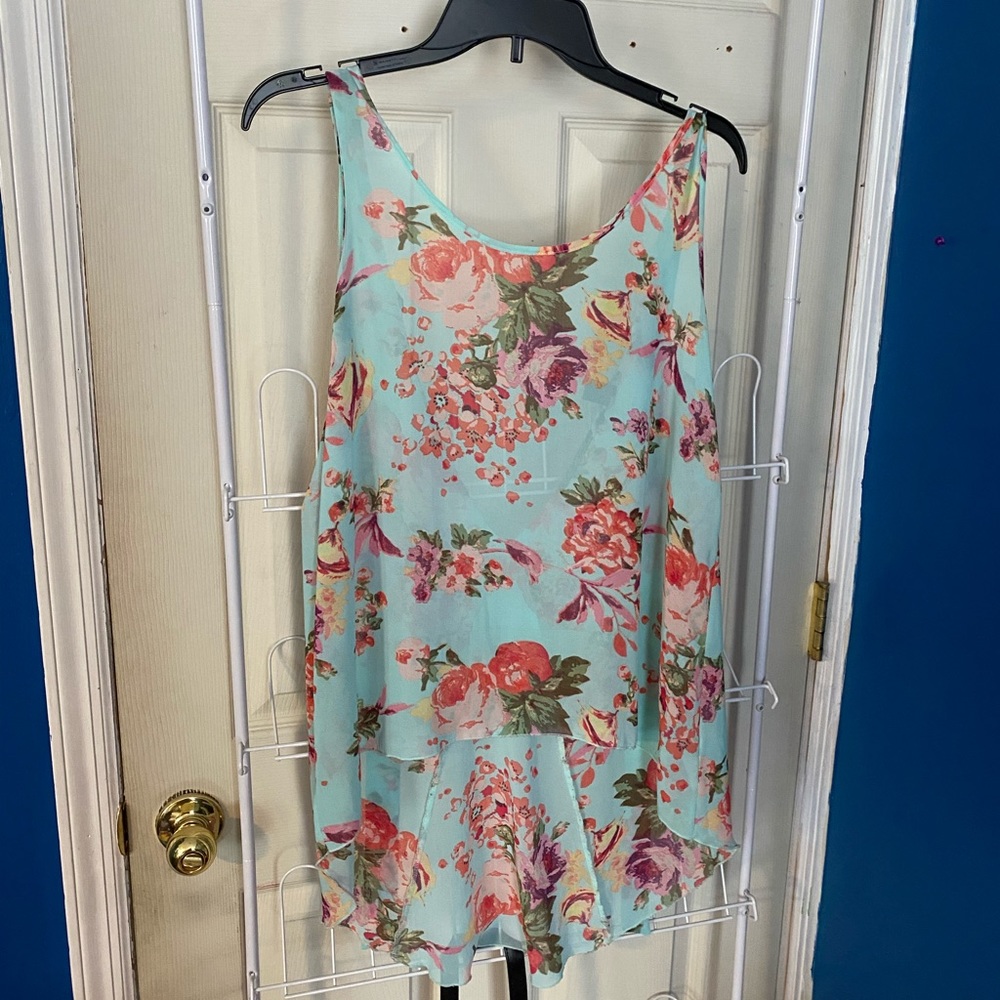 Light Blue Floral Tank Top